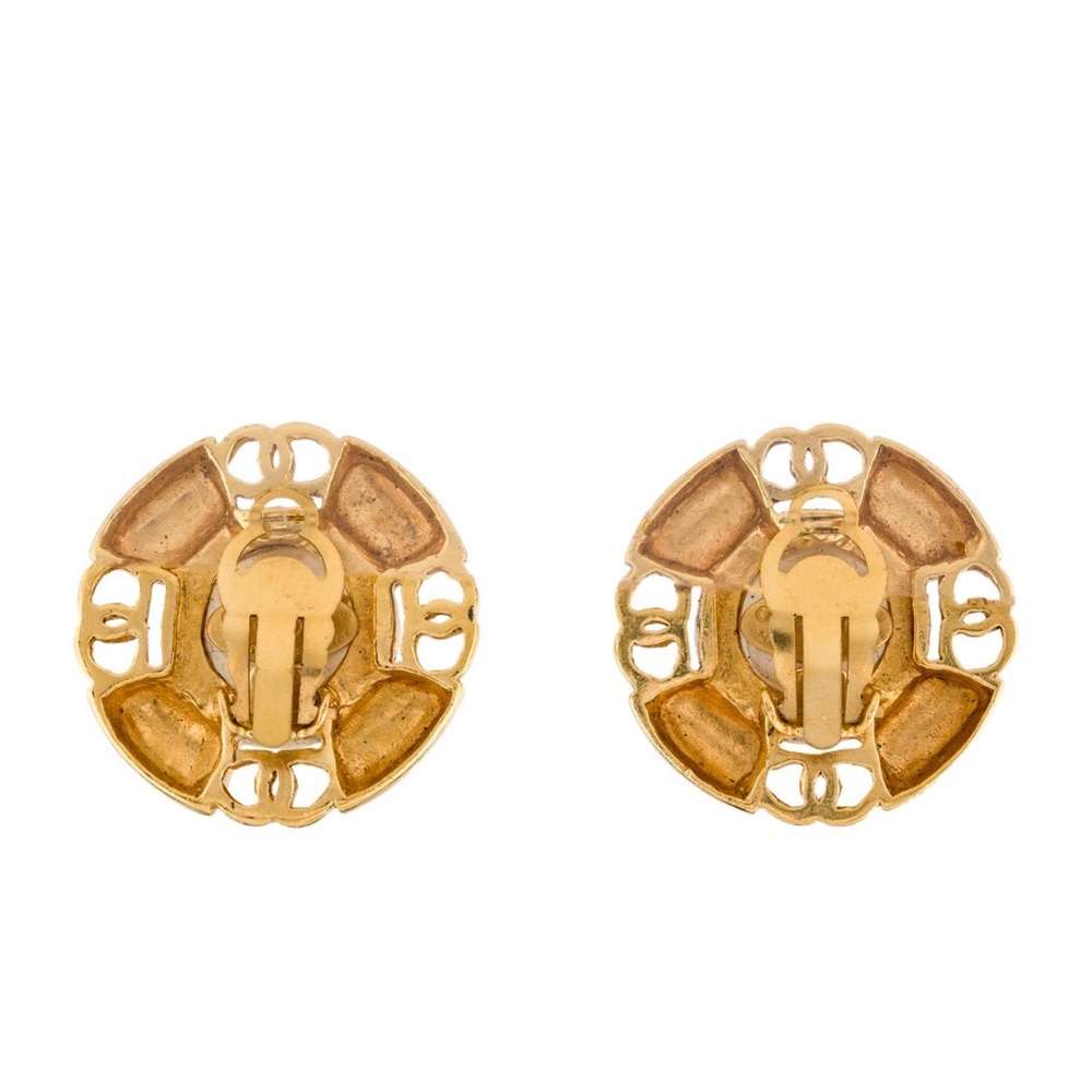Chanel Vintage Faux Pearl CC Clip-On Earrings - Picture 3 of 8